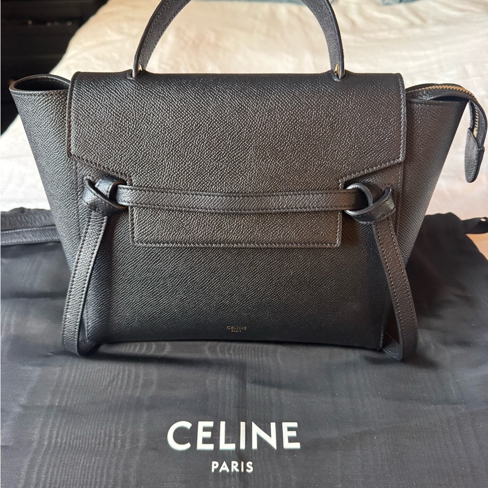 Celine Grained Calfskin Micro Belt Bag Black